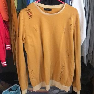 Ripped mustard yellow pull over